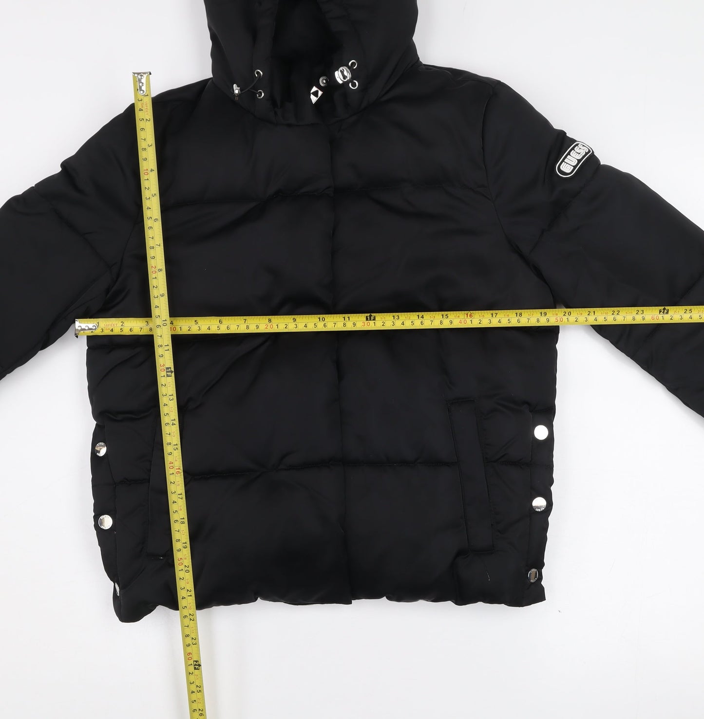 Guess Women's Black Hooded Puffer Jacket Size S Casual Winter Coat