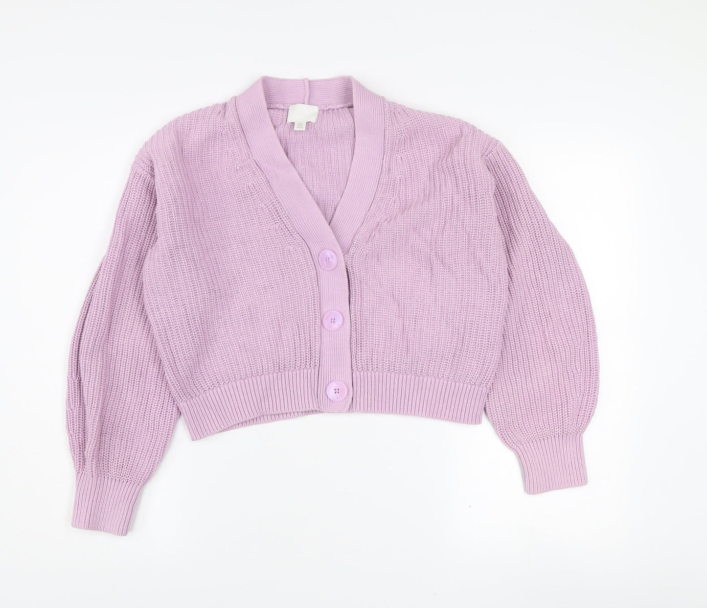 H&M Women’s Purple Chunky Knit Button Cardigan XS
