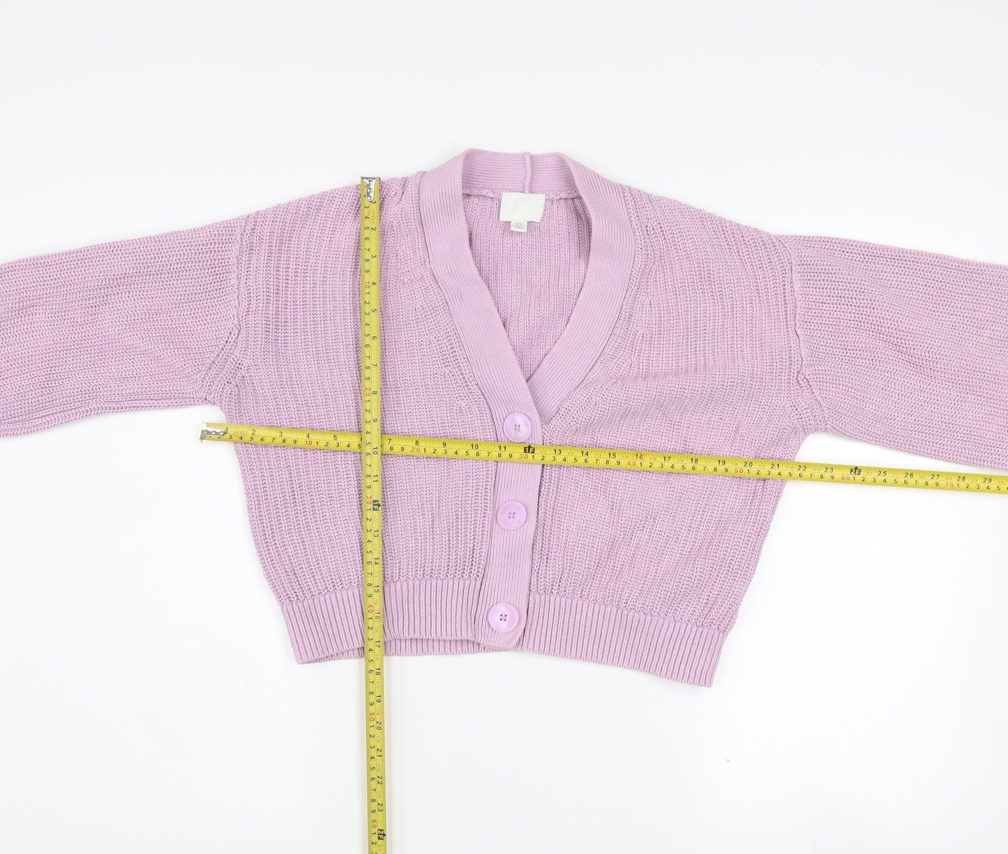 H&M Women’s Purple Chunky Knit Button Cardigan XS