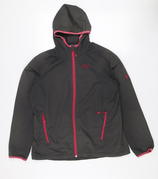 Jack Wolfskin Women's Grey Softshell Hooded Jacket Size 18