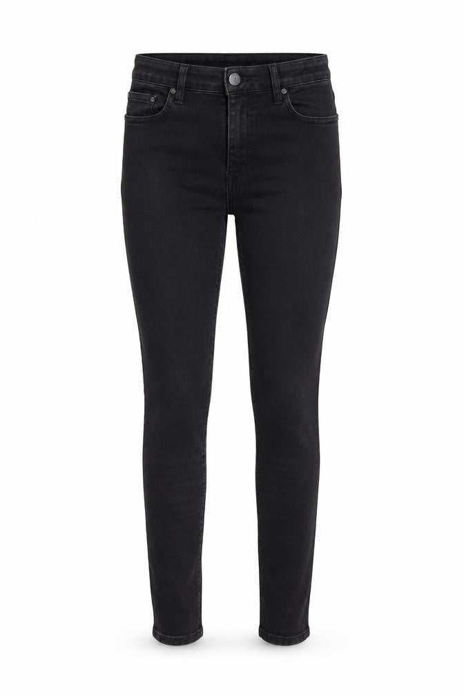Front view of Denim & Co. women’s black skinny jeans, size UK 10, stretch mid rise