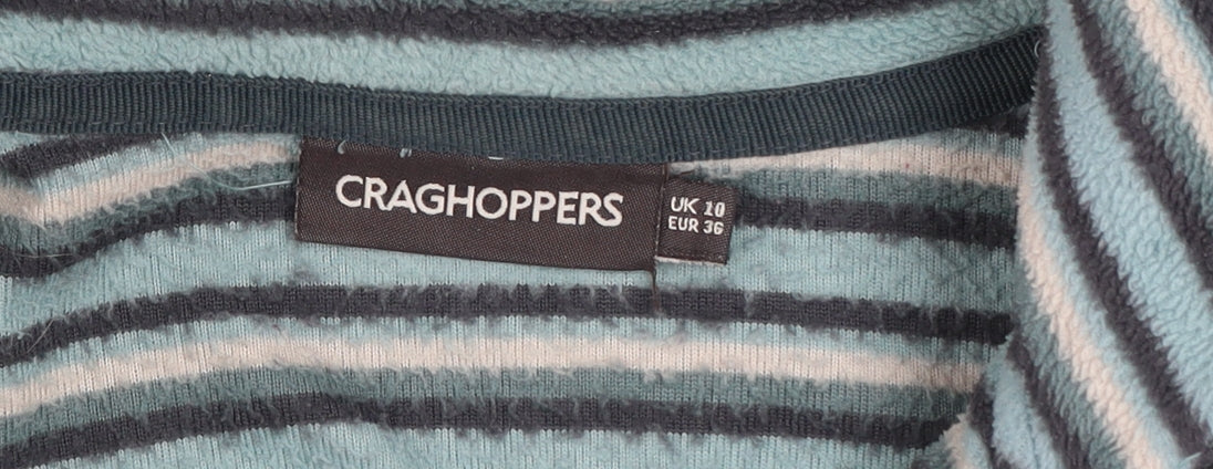 Craghoppers Womens Blue Striped 1/2 Zip Fleece Sweatshirt UK 10