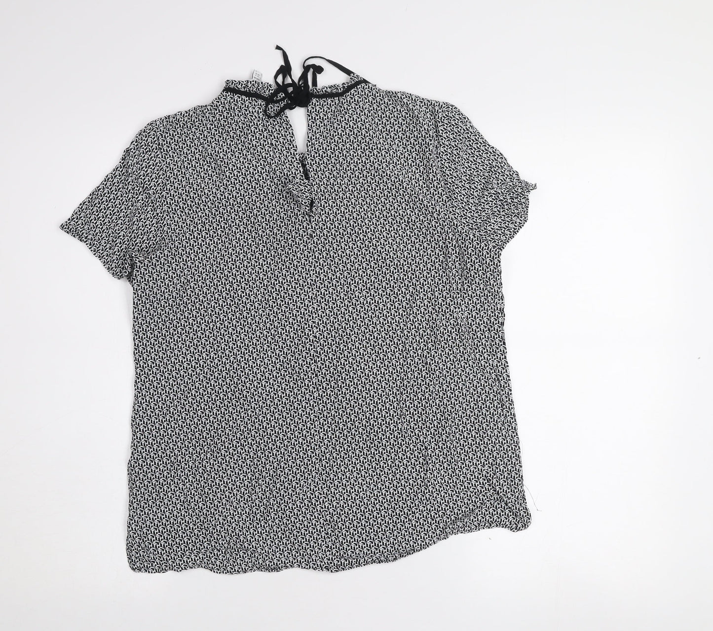 Tommy Hilfiger Women’s Black Geometric Chiffon Blouse Size 10