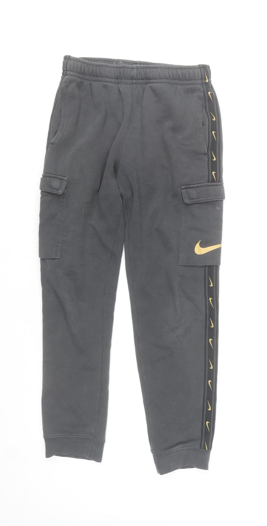 Nike Boys Black Cargo Jogger Sweatpants 14 Years 158cm Elastic Waist