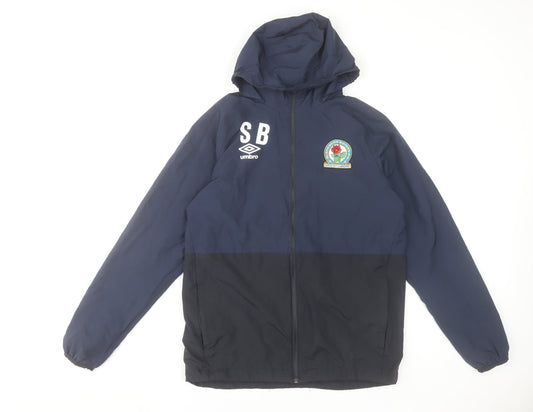 Umbro Men’s Blue Windbreaker Full Zip Hooded Jacket M