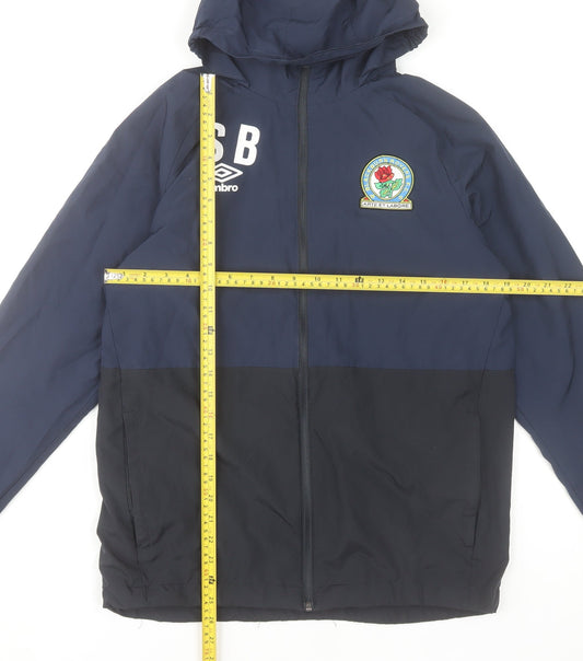 Umbro Men’s Blue Windbreaker Full Zip Hooded Jacket M
