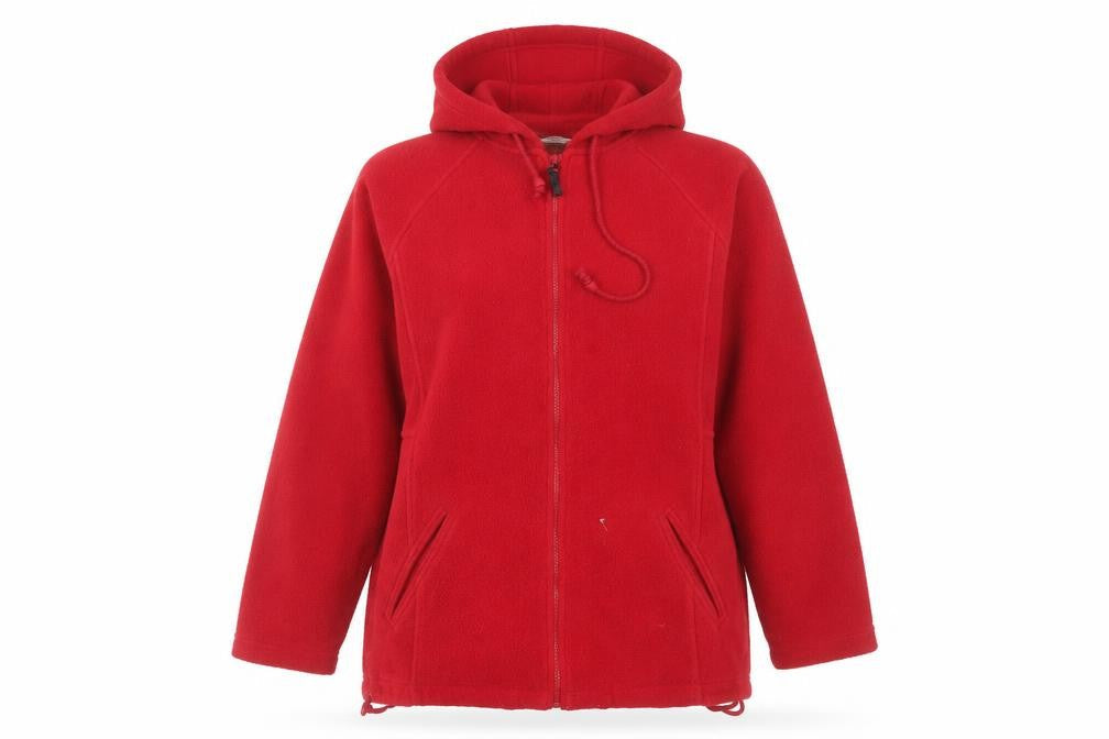St Bernard Women's Red Fleece Hooded Zip Jacket Size 14-16