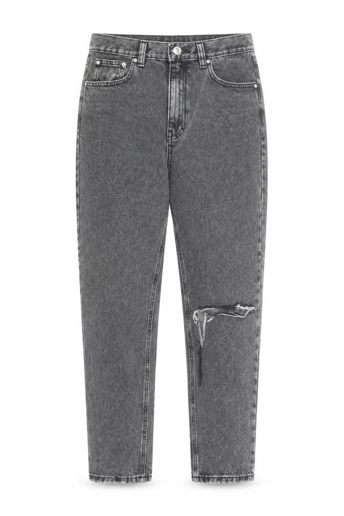 Pull & Bear Womens Grey High Rise Mom Jeans Size 10 Distressed Denim