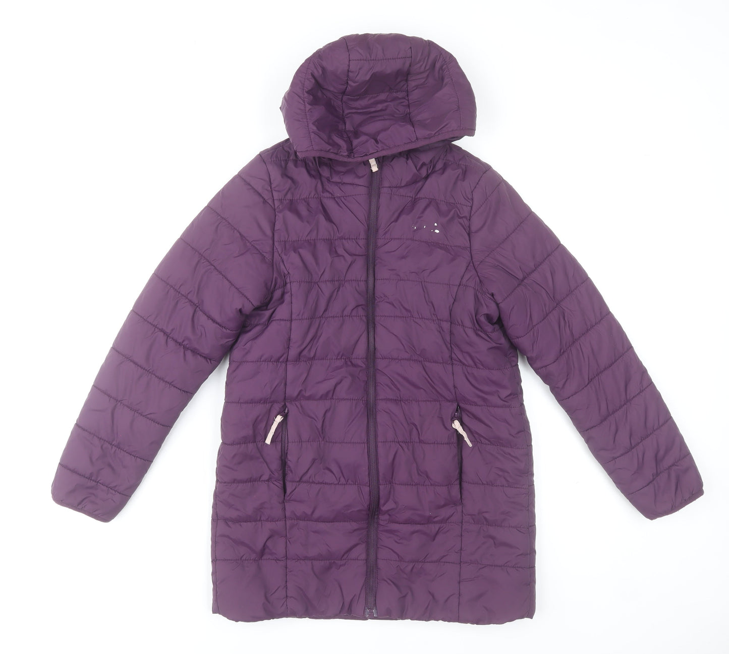 Peter Storm Girls Purple Hooded Puffer Jacket 11-12 Years Lined Mid-Length