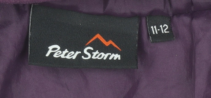 Peter Storm Girls Purple Hooded Puffer Jacket 11-12 Years Lined Mid-Length