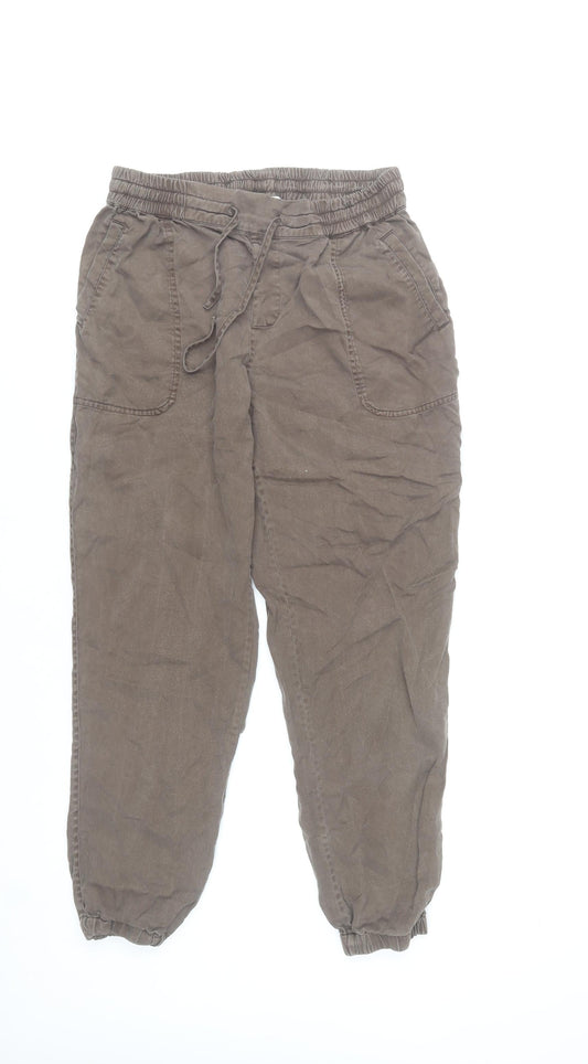 Fat Face Women Brown Lyocell Jogger Trousers Size 8 Elastic Waist