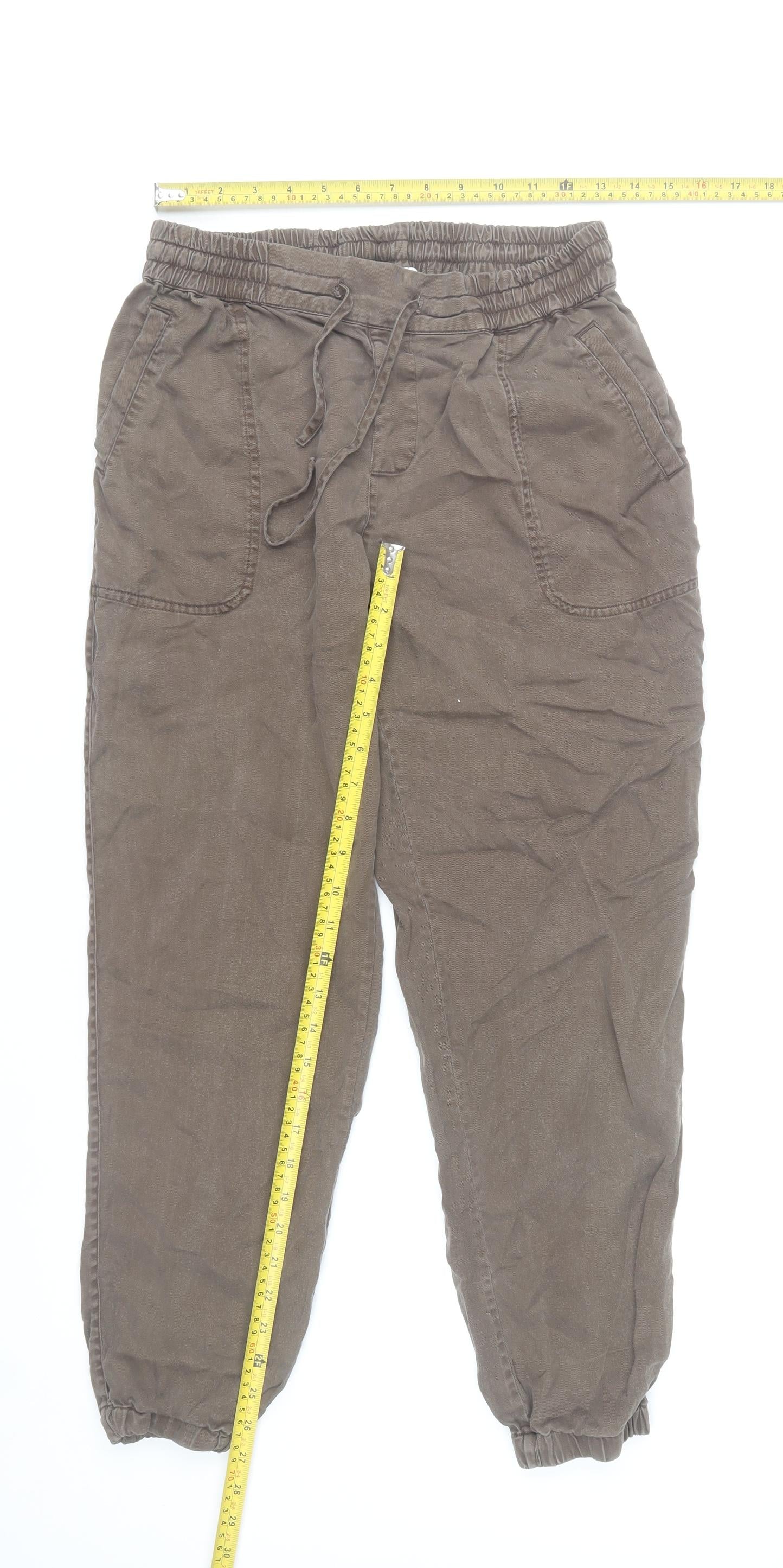 Fat Face Women Brown Lyocell Jogger Trousers Size 8 Elastic Waist