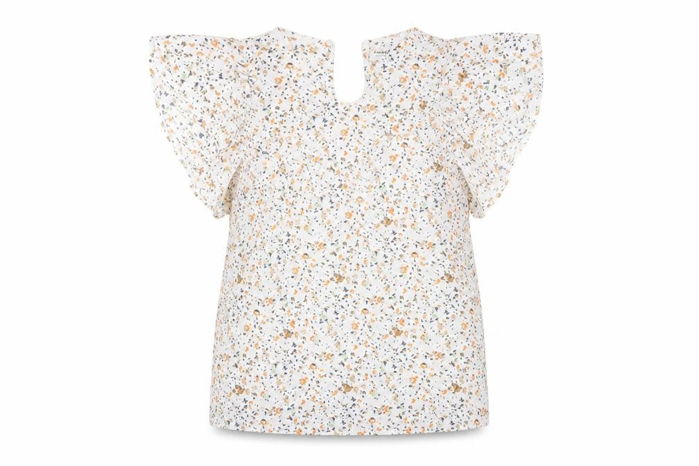 Vero Moda Women’s White Floral Ruffle Tunic Blouse Size S