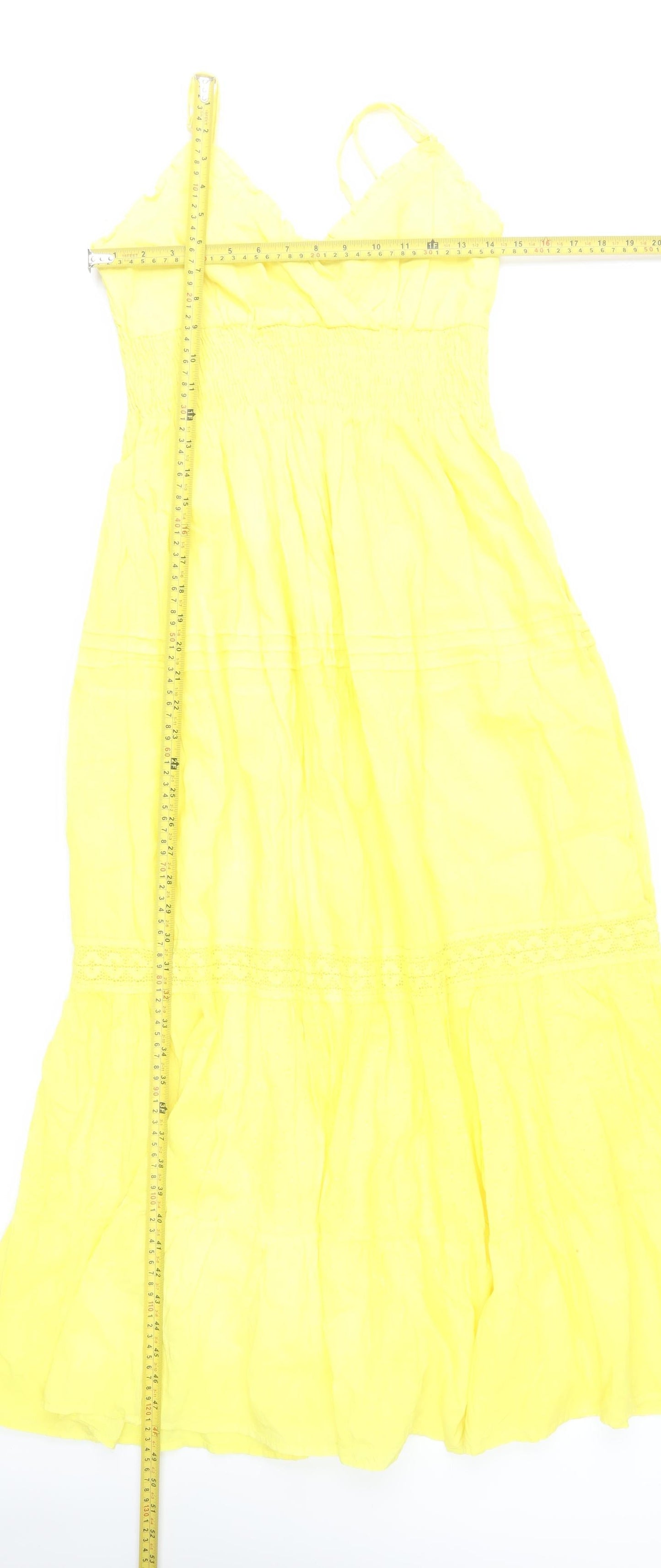 Speed Control Yellow Cotton Maxi Dress Women’s L Summer Boho Strappy