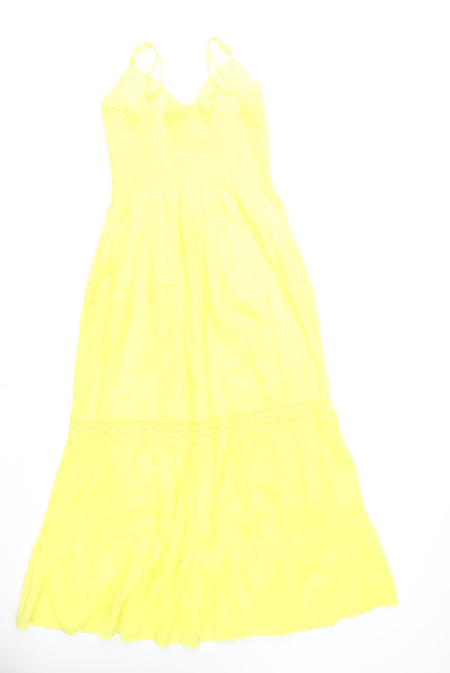 Speed Control Yellow Cotton Maxi Dress Women’s L Summer Boho Strappy