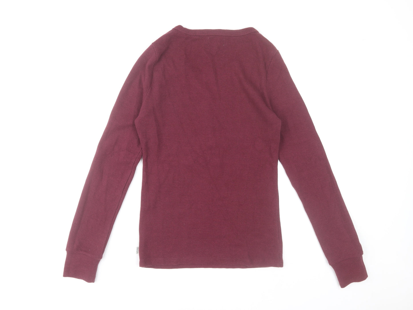 Diesel Womens Red V-Neck Long Sleeve Slim Fit Top Size M