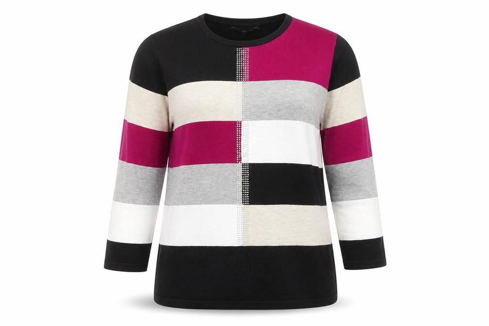 Anonymous Women's Multicoloured Striped Pullover Jumper Size M