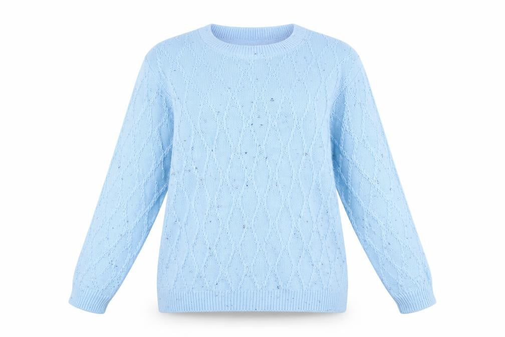 Paco Boutique Women Blue Size 14 Cable Knit Crew Neck Jumper