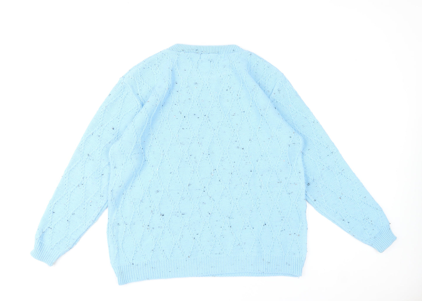 Paco Boutique Women Blue Size 14 Cable Knit Crew Neck Jumper