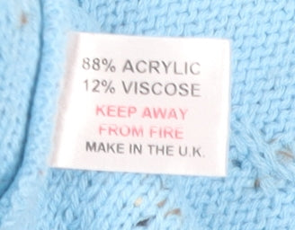 Paco Boutique Women Blue Size 14 Cable Knit Crew Neck Jumper