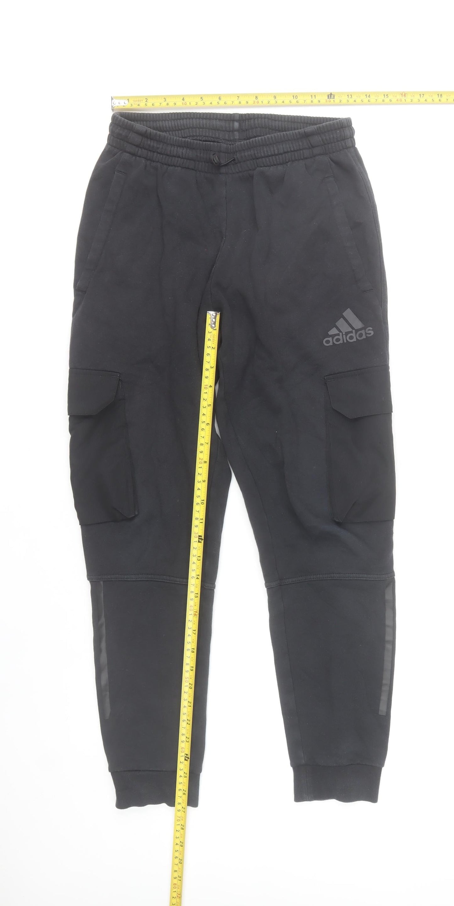 Adidas Men's Black Cargo Jogger Trousers Size S Cotton Blend