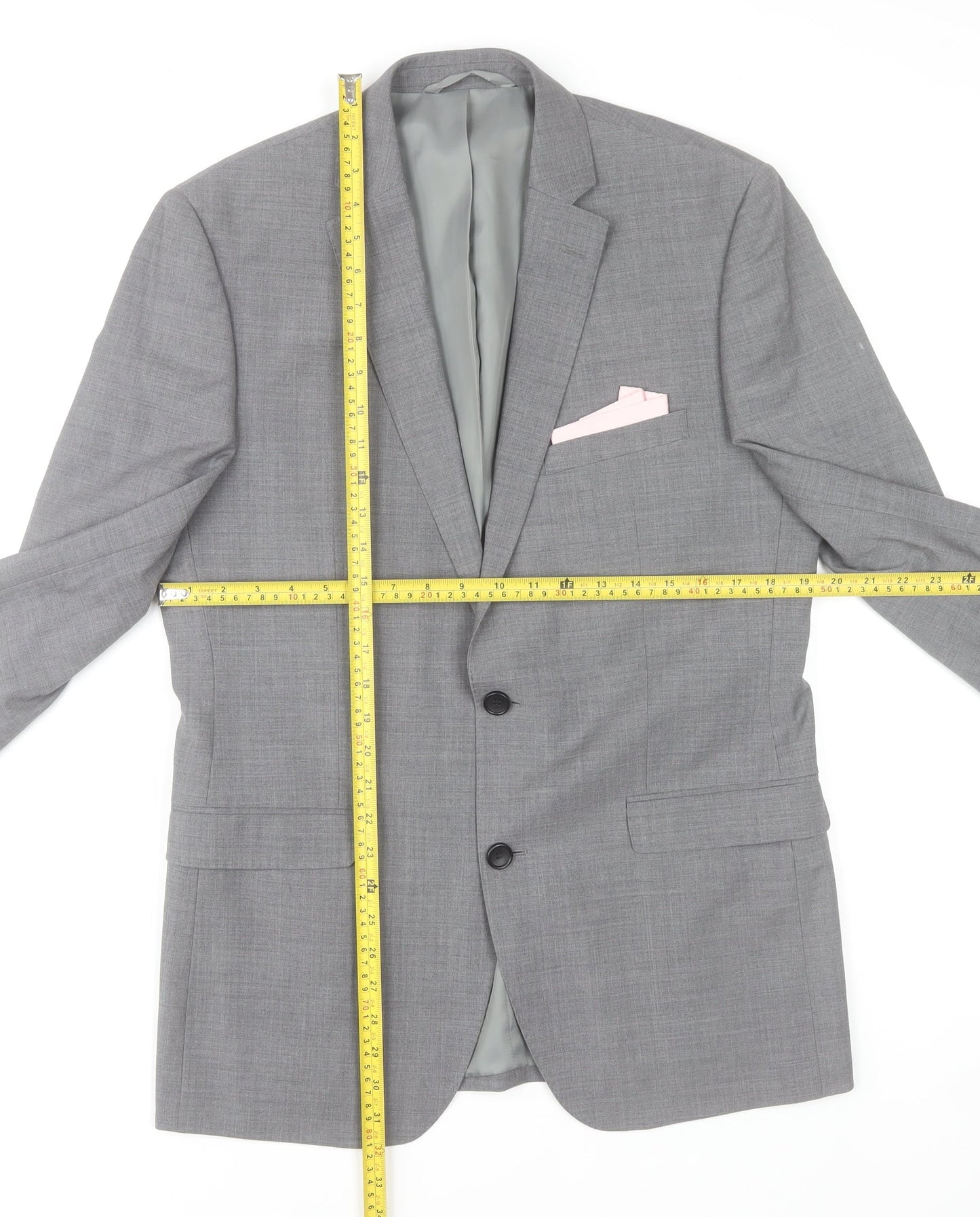 Moss 1851 Men's Grey Tailored Fit Wool Blend Suit Jacket 40R