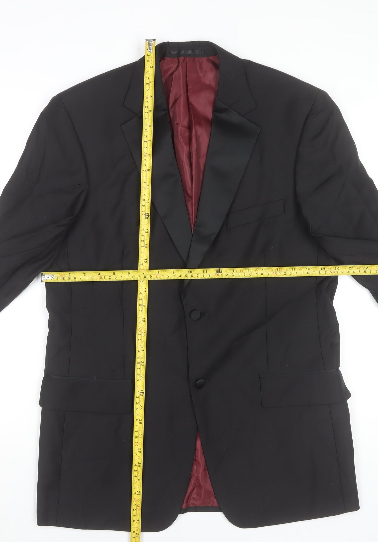 Scott & Taylor Mens Black 40R Wool Blend Shawl Lapel Formal Jacket