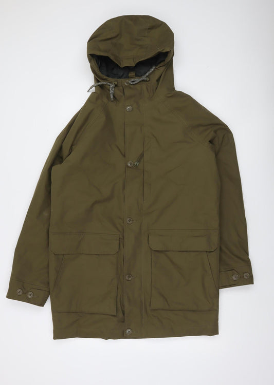 Seasalt Cornwall Men's Green Waterproof Hooded Rain Coat Size S