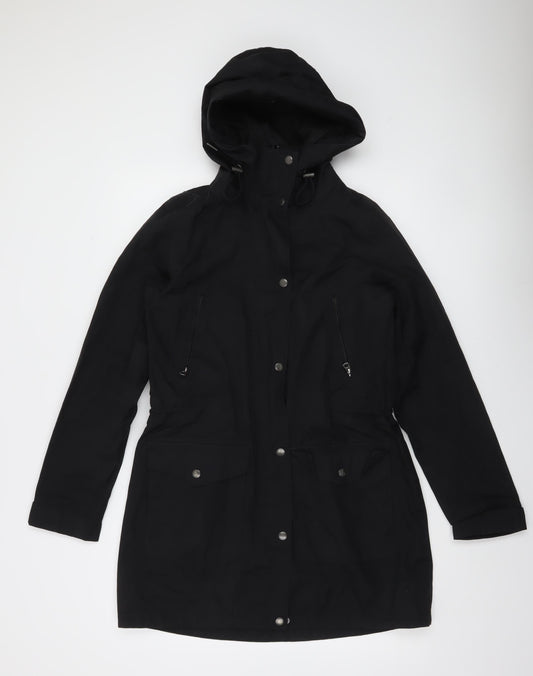 Fat Face Womens Black Waterproof Hooded Parka Coat Size 8