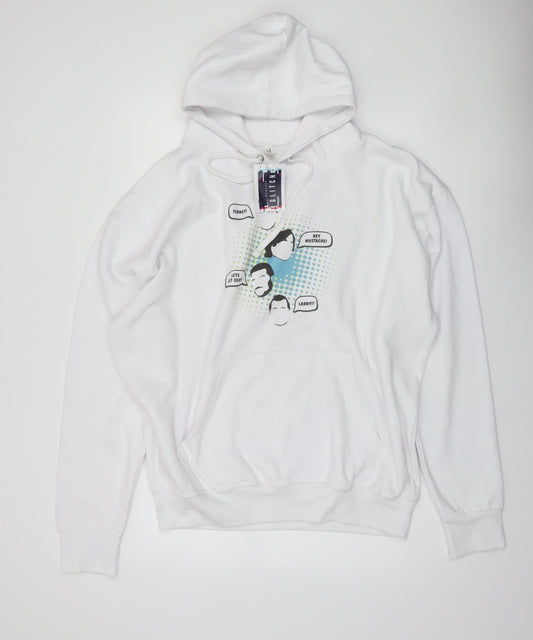 Casual Classics Men’s White 2XL Pullover Hoodie Graphic Print Funny Quote