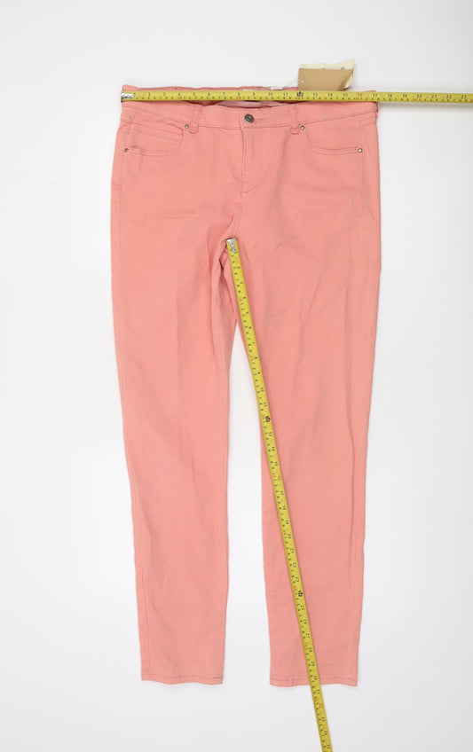 Monsoon Women Pink Denim Jegging Trousers Size 14 Stretch Slim Fit