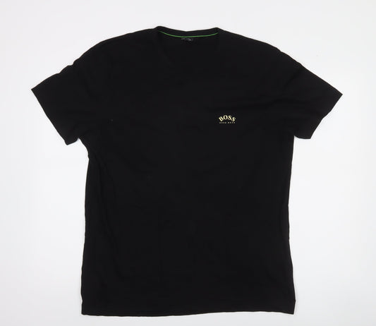 Hugo Boss Men's Black 2XL Crew Neck Cotton Logo T-Shirt