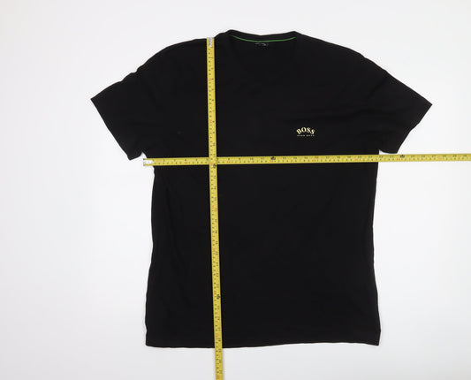 Hugo Boss Men's Black 2XL Crew Neck Cotton Logo T-Shirt