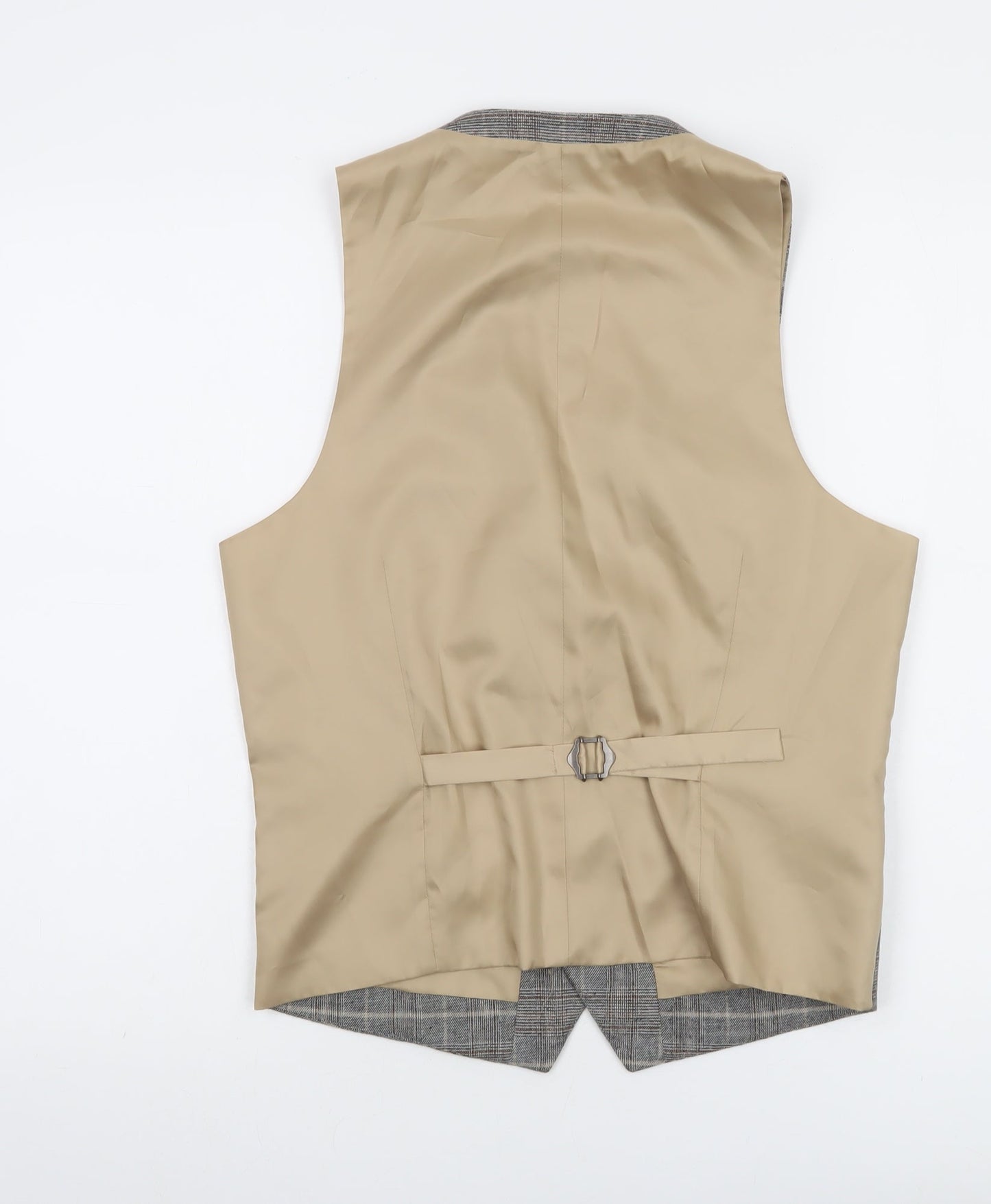 Moss London Grey Check Slim Fit Men's Waistcoat Size 36 Regular