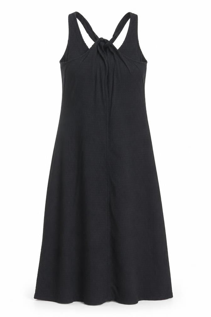 Front view of Dunnes Women’s Black XS A-Line Jersey Sleeveless Dress