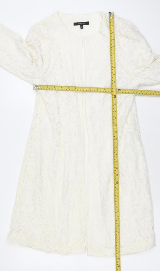 Dunnes Women Ivory Lace Mid-Length Coat Size 12 Elegant Formal Wear