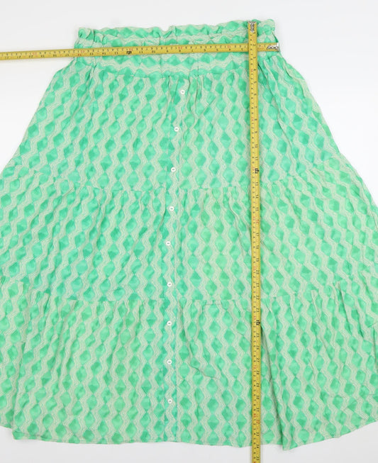 Gallery Women’s Green Bohemian Midi A-Line Viscose Skirt Size L