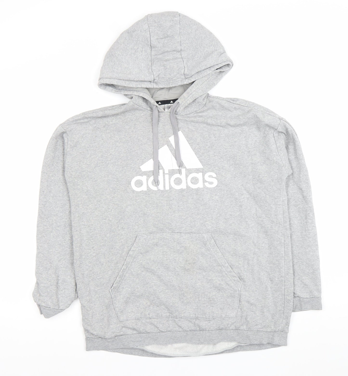 Adidas Women Grey Pullover Hoodie XL Logo Cotton Blend Casual