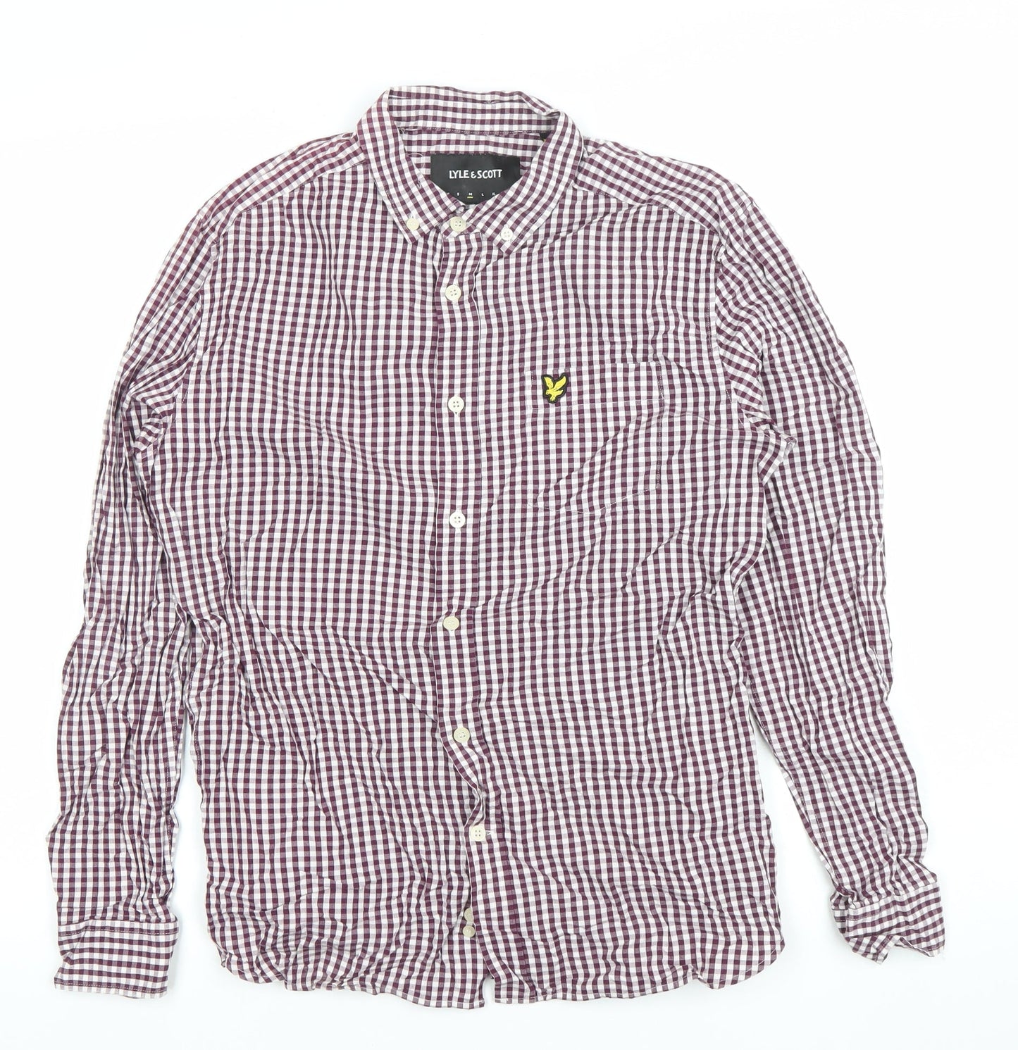 Lyle & Scott Men's Red Check Slim Fit Long Sleeve Button-Up Shirt M