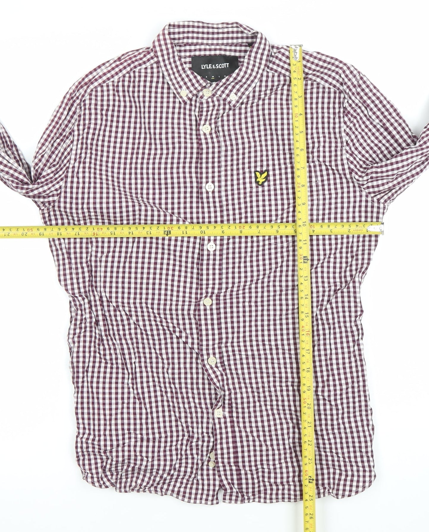 Lyle & Scott Men's Red Check Slim Fit Long Sleeve Button-Up Shirt M