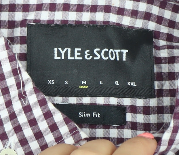 Lyle & Scott Men's Red Check Slim Fit Long Sleeve Button-Up Shirt M