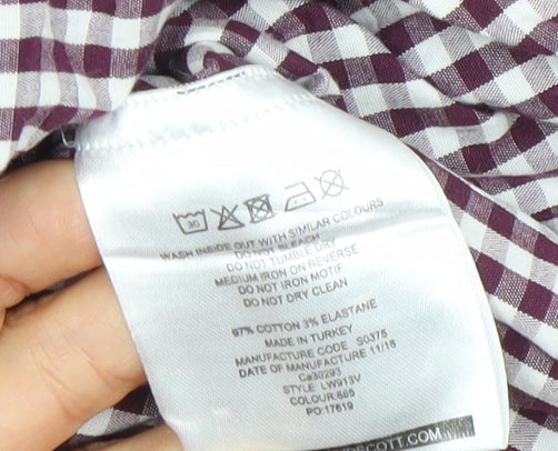 Lyle & Scott Men's Red Check Slim Fit Long Sleeve Button-Up Shirt M