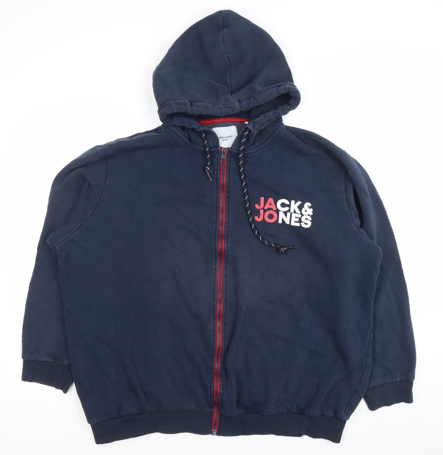 Jack & Jones Men’s Blue Full Zip Hoodie 3XL Logo Fleece