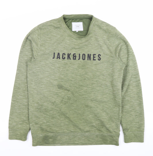 Jack & Jones Core Men's Green Sweatshirt M Crew Neck Long Sleeve