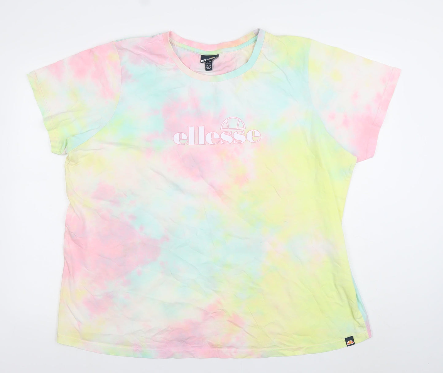 Ellesse Womens Multicoloured Tie-Dye Cotton T-Shirt UK 24