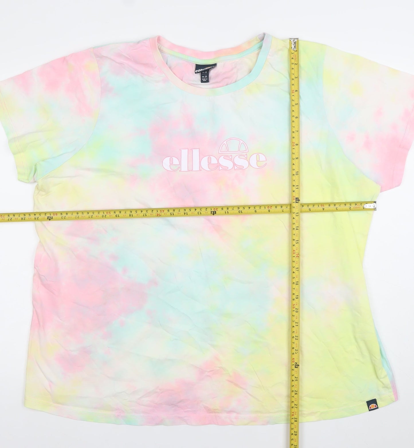 Ellesse Womens Multicoloured Tie-Dye Cotton T-Shirt UK 24