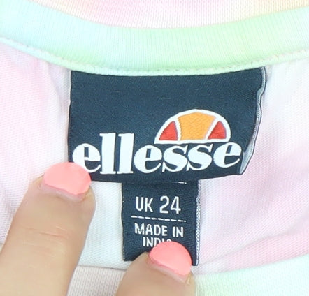 Ellesse Womens Multicoloured Tie-Dye Cotton T-Shirt UK 24