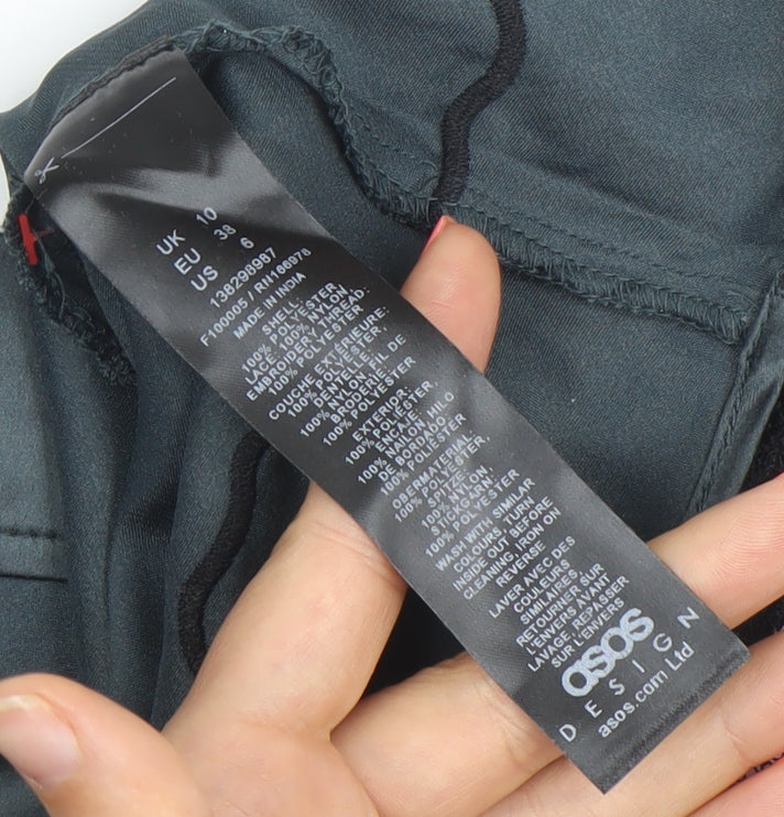 ASOS DESIGN Women’s Grey Lace Trim Satin Pencil Skirt Size 10