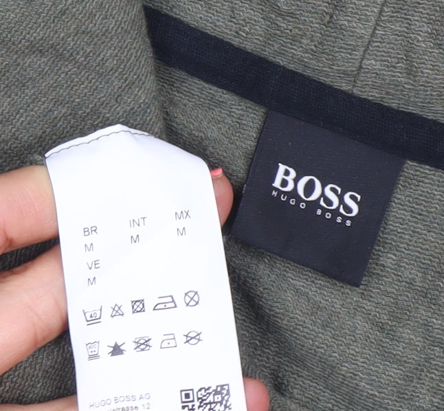 Hugo Boss Men's Green Full Zip Hoodie Size M Cotton Jersey