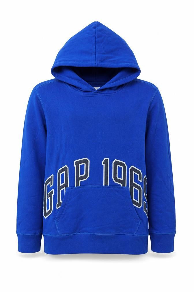 Gap Kids Boys Blue Pullover Hoodie Size XXL 160cm Cotton Graphic Print